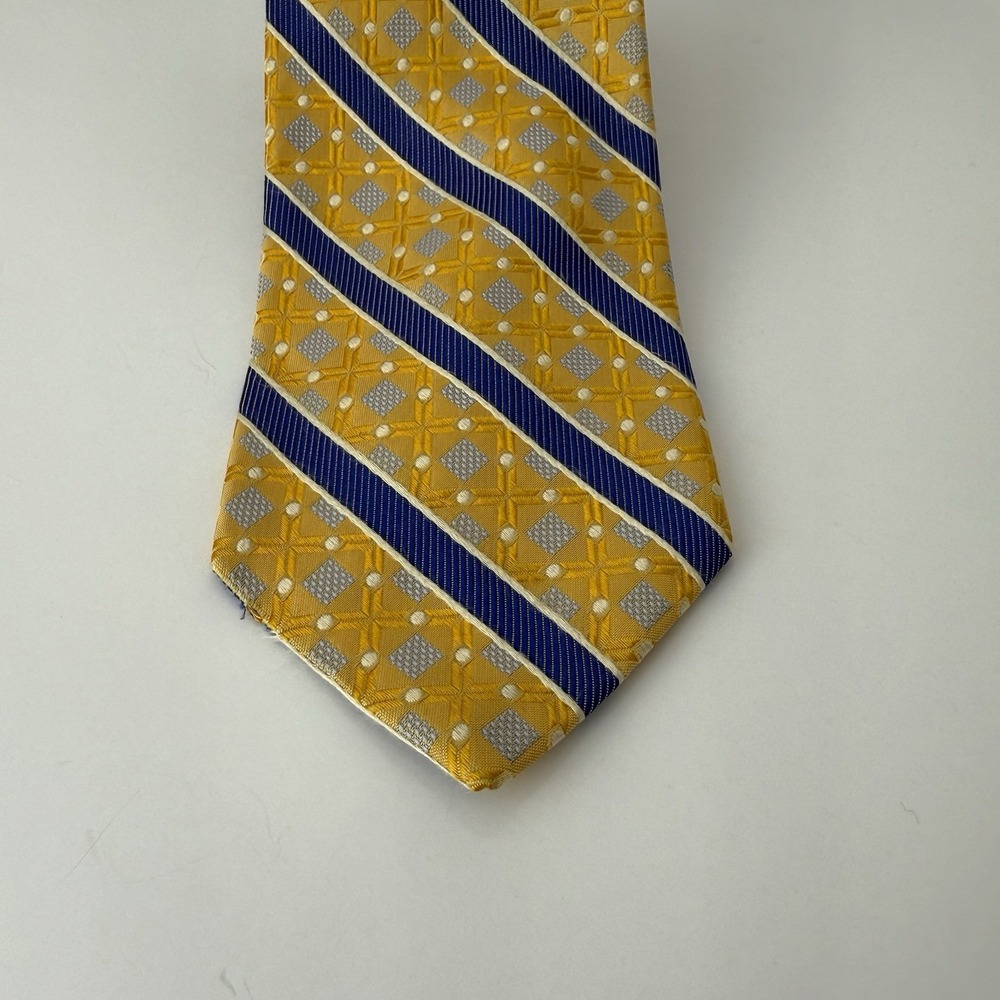 Robert Talbot Best of Class Silk Tie Yellow and Blue Geometric‎ Pattern 58x3.75
